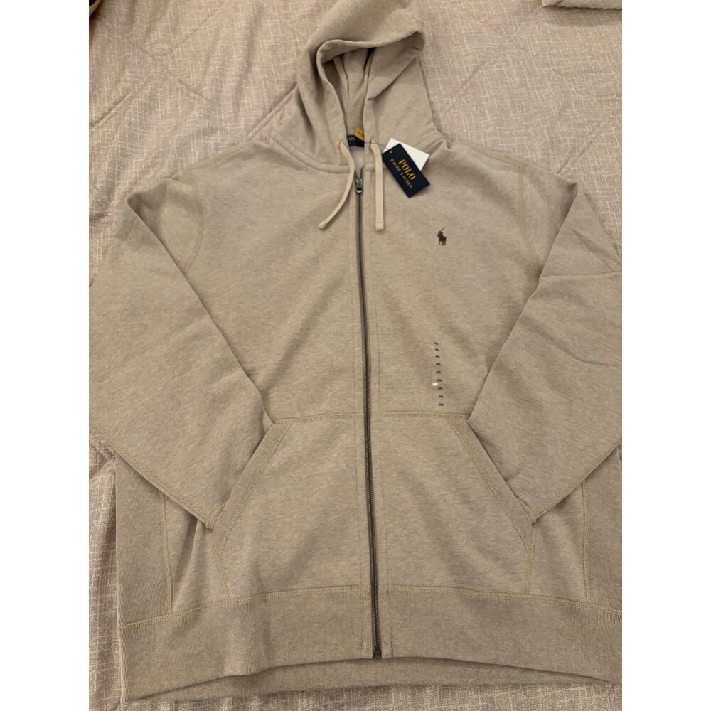Polo Ralph Lauren: Beige Full-Zip Drawstring Hoodie - Size XXL - NWT, Unused